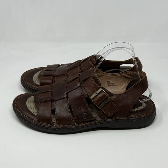 Born Fisherman Sandals Mens 12 Brown Leather Open Toe Comfort Shoes HandCrafted main image 4